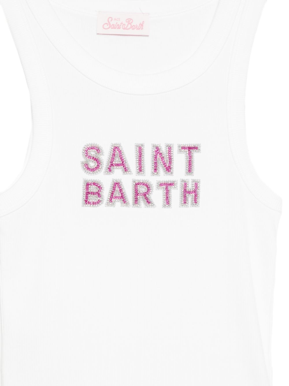 MC2 SAINT BARTH Canotta Ada in cotone elasticizzato bianco con logo