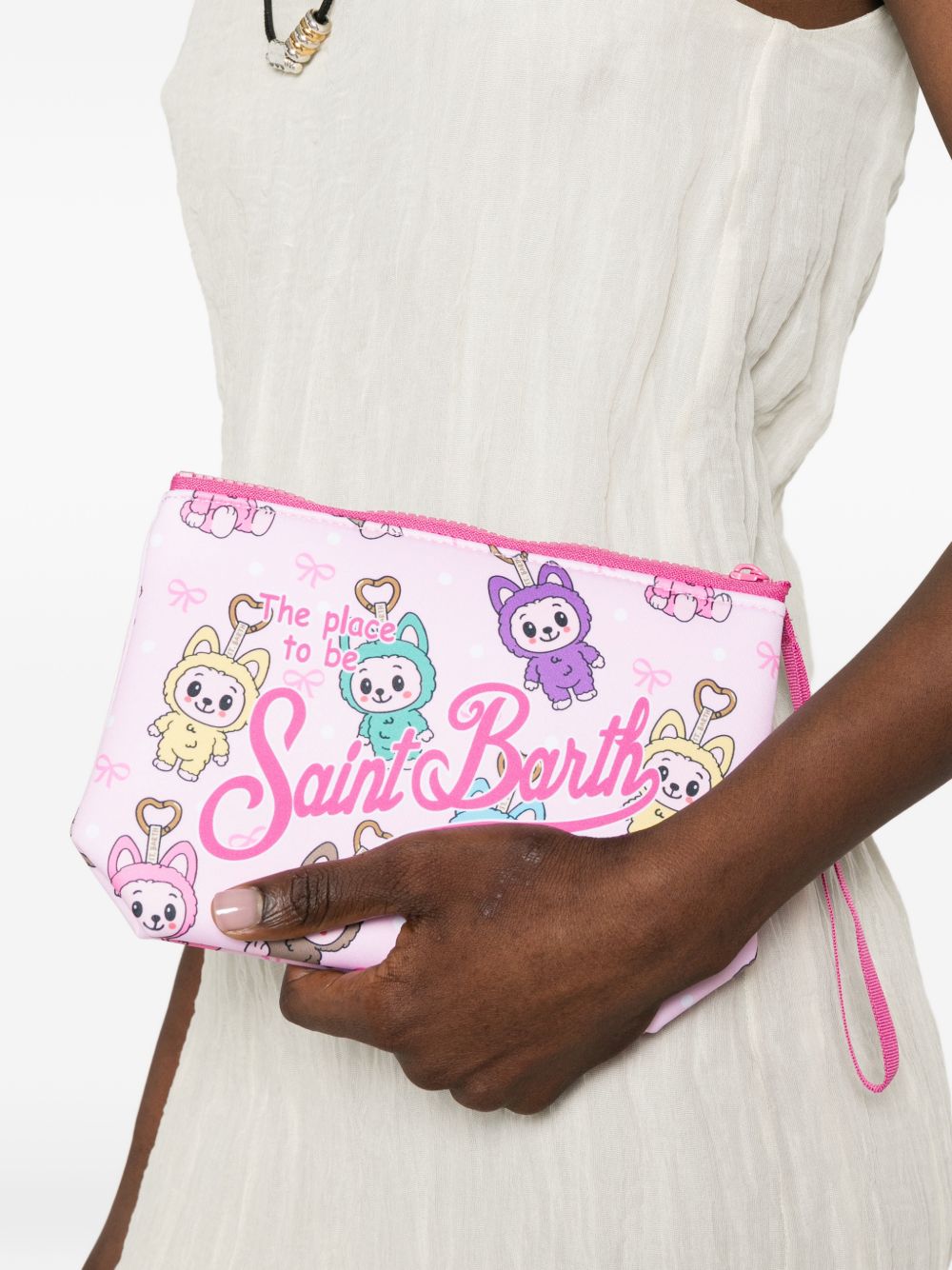 MC2 SAINT BARTH Pochette con stampa grafica a cartoon rosa