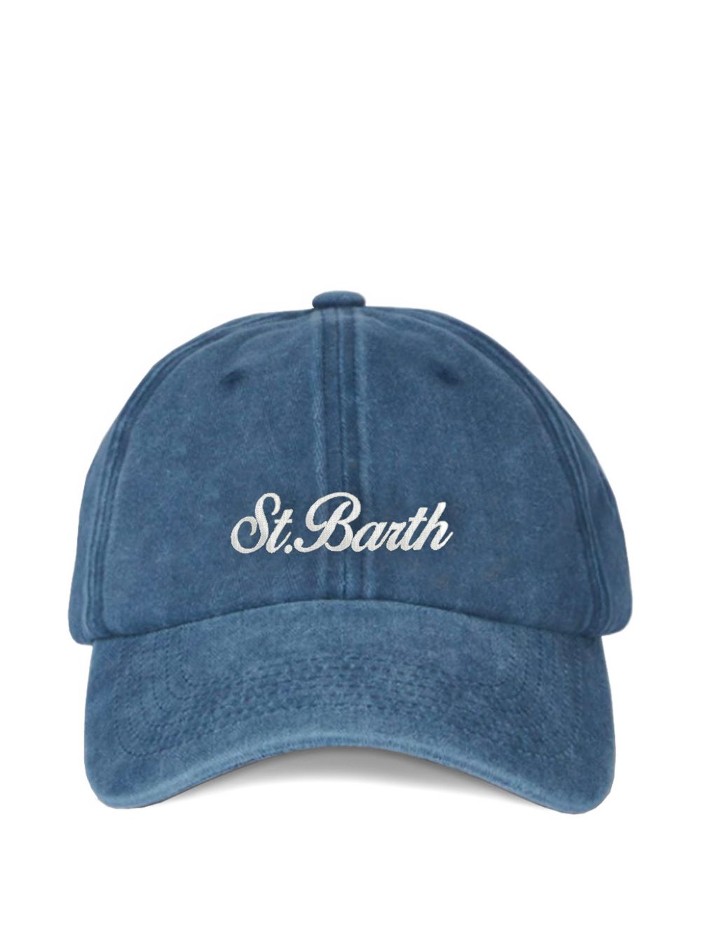 MC2 SAINT BARTH Cappello da baseball in denim di cotone azzurro con logo ricamato