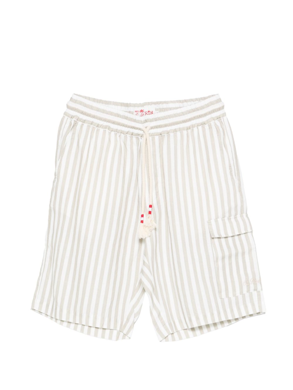 MC2 SAINT BARTH Pantaloncini Marseille a righe verticali beige e bianche