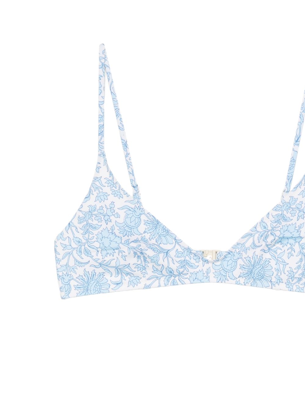 MC2 SAINT BARTH Top bikini bianco con stampa floreale celeste firmato Mc2 Saint Barth