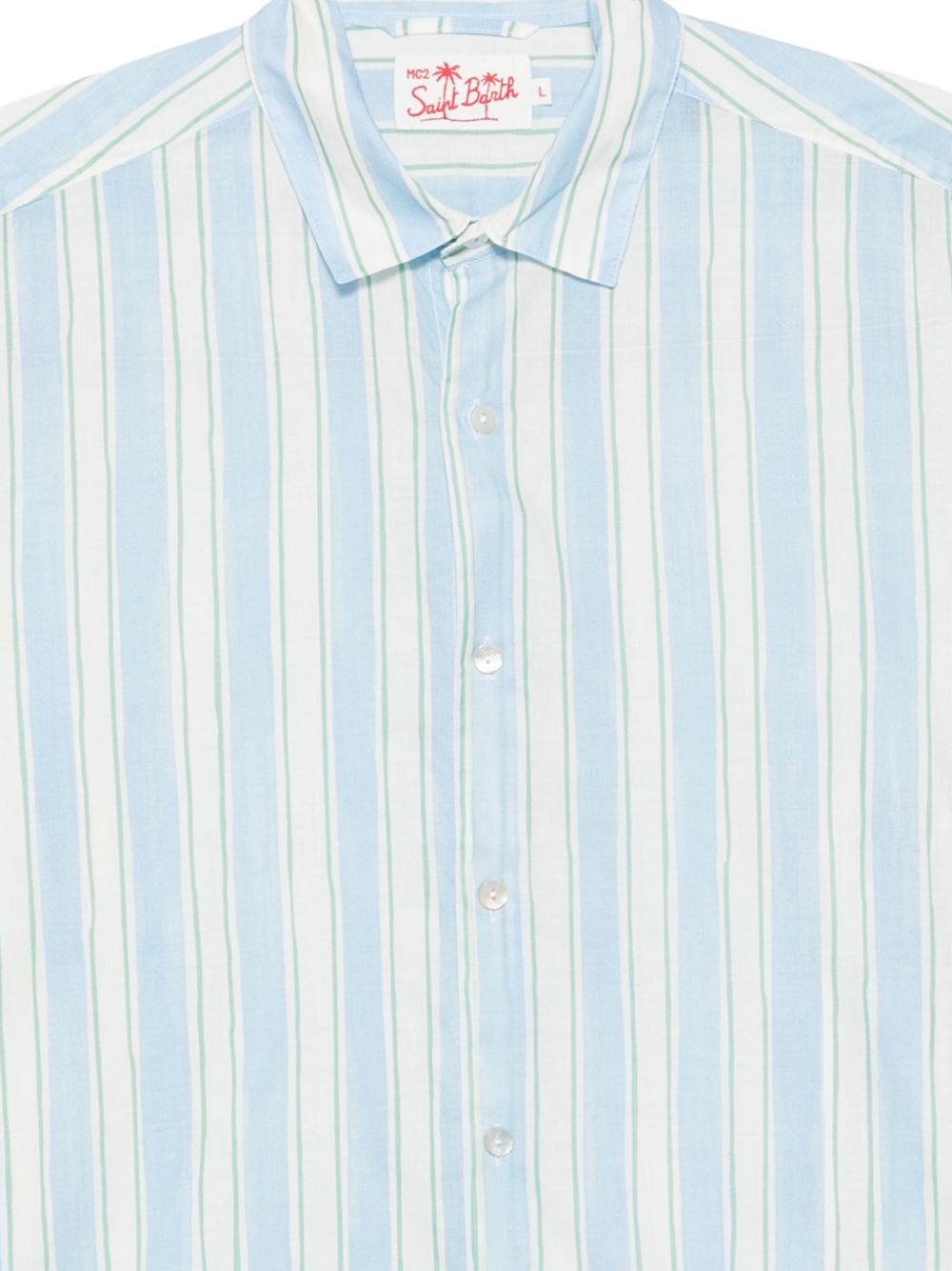 MC2 SAINT BARTH Camicia Sikelia in cotone a righe bianche e azzurre