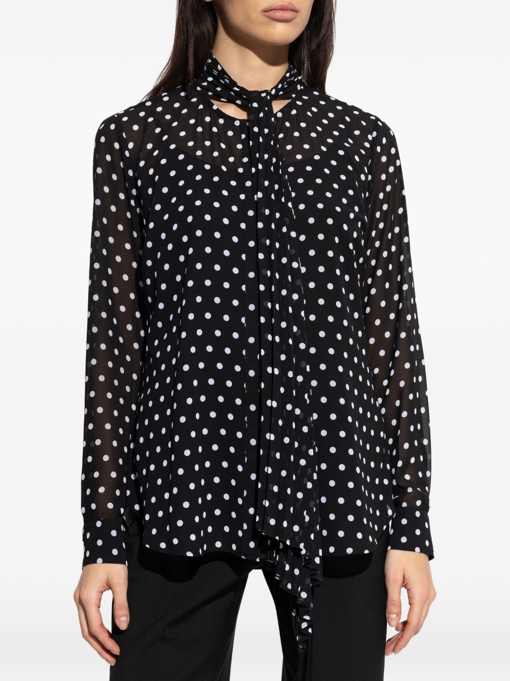 MICHAEL KORS Camicia nera a pois bianchi