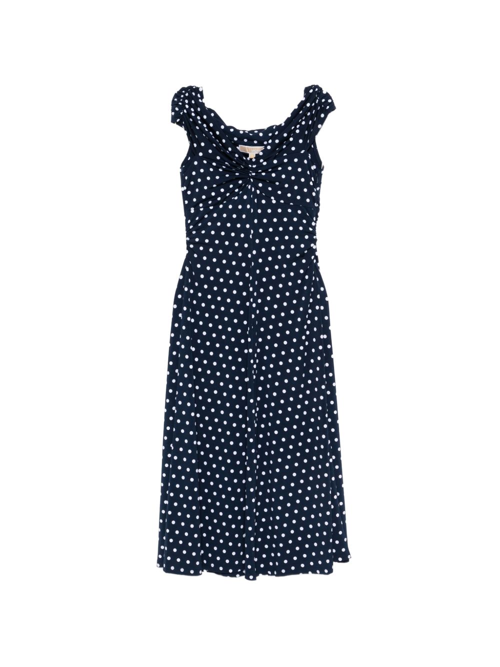 MICHAEL KORS Abito midi blu navy a pois con scollo a V