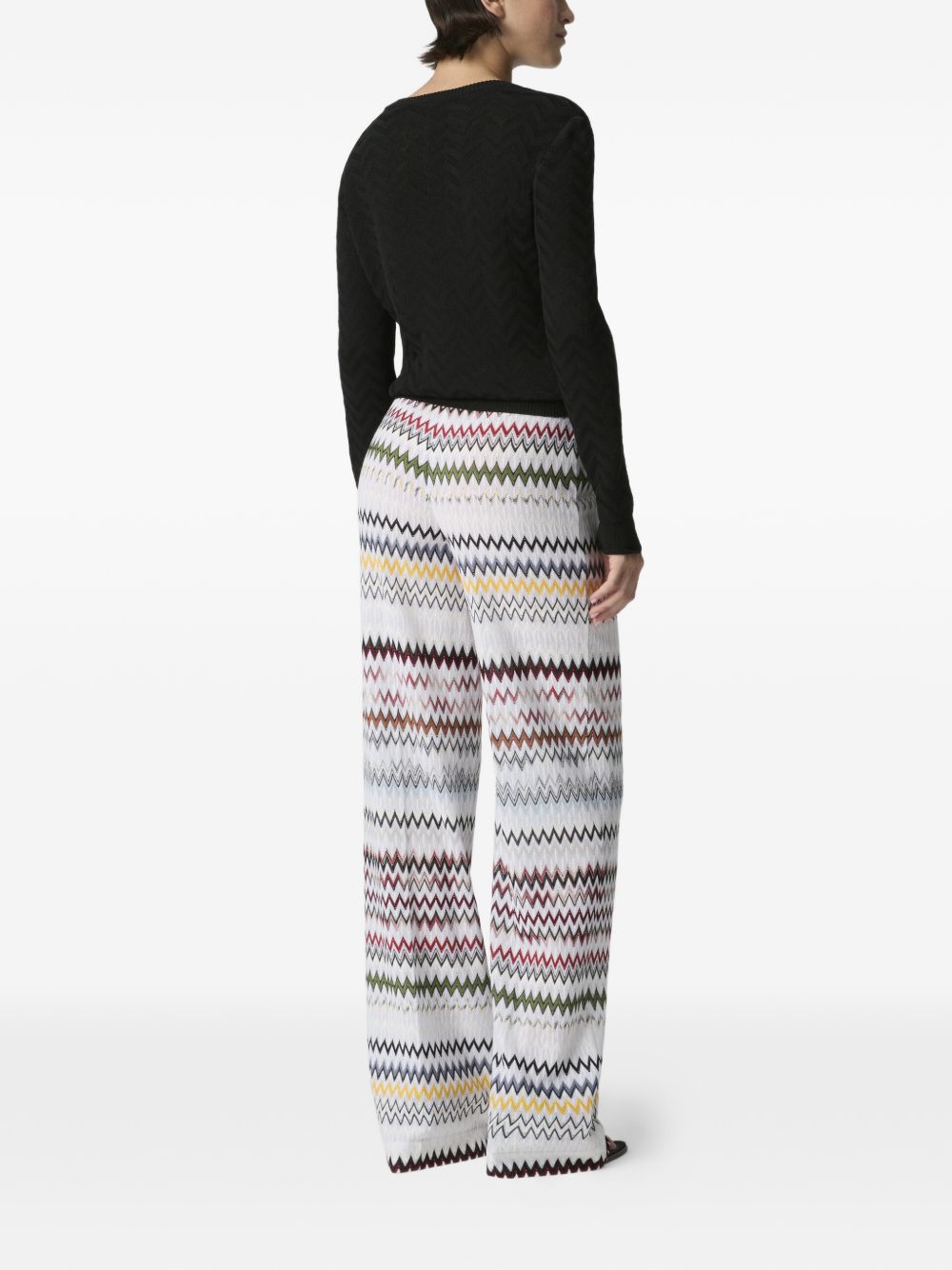 MISSONI Pantaloni in cotone misto viscosa a zig zag multicolore