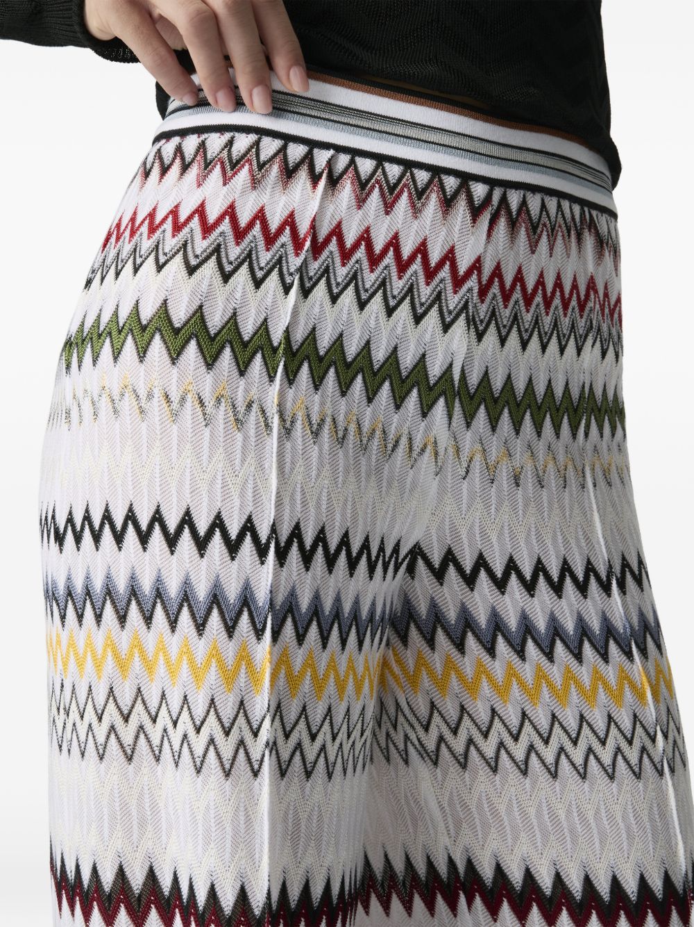 MISSONI Pantaloni in cotone misto viscosa a zig zag multicolore