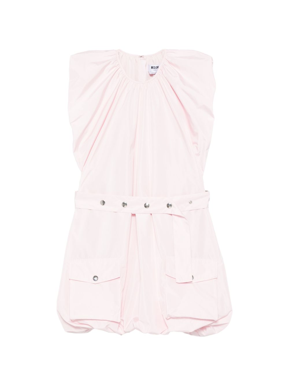 MSGM Abito corto rosa senza spalline con cintura in vita e gonna a palloncino
