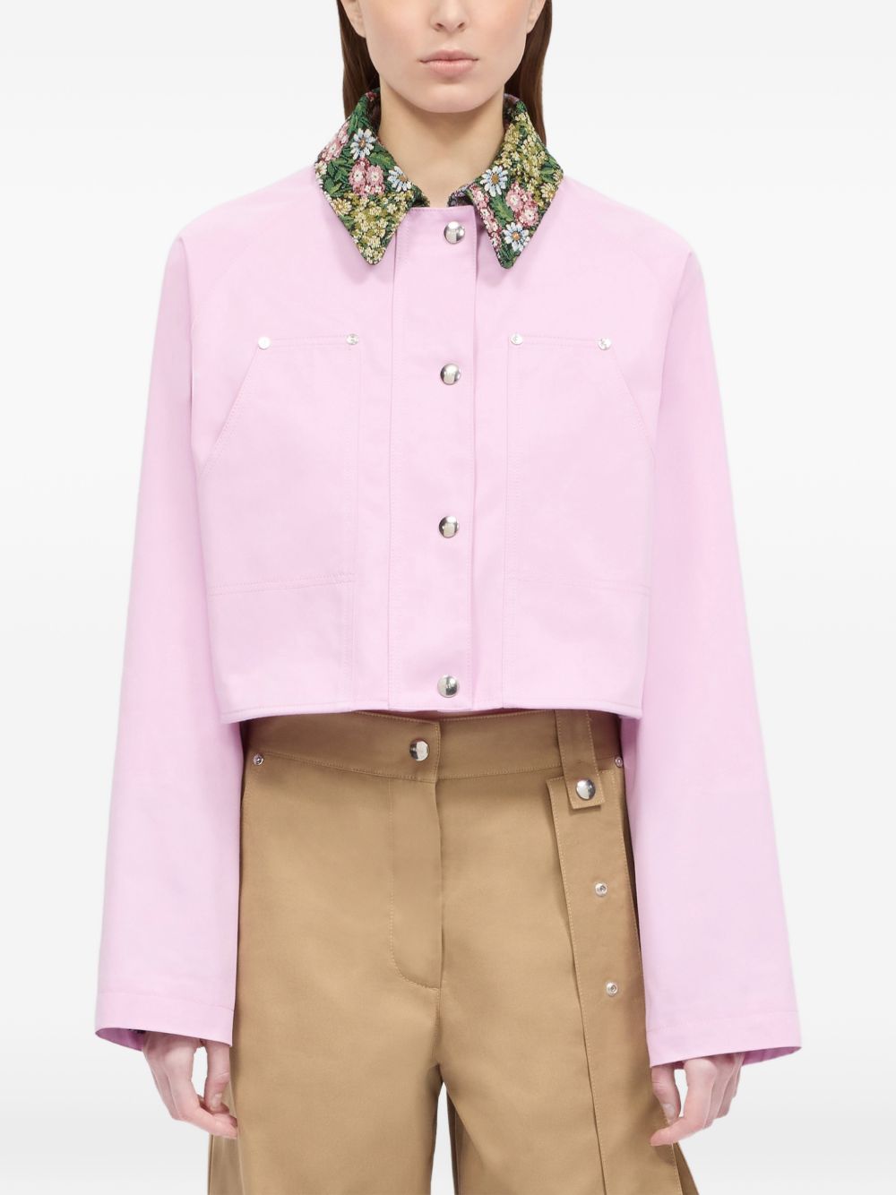 MSGM Giacca rosa con colletto floreale