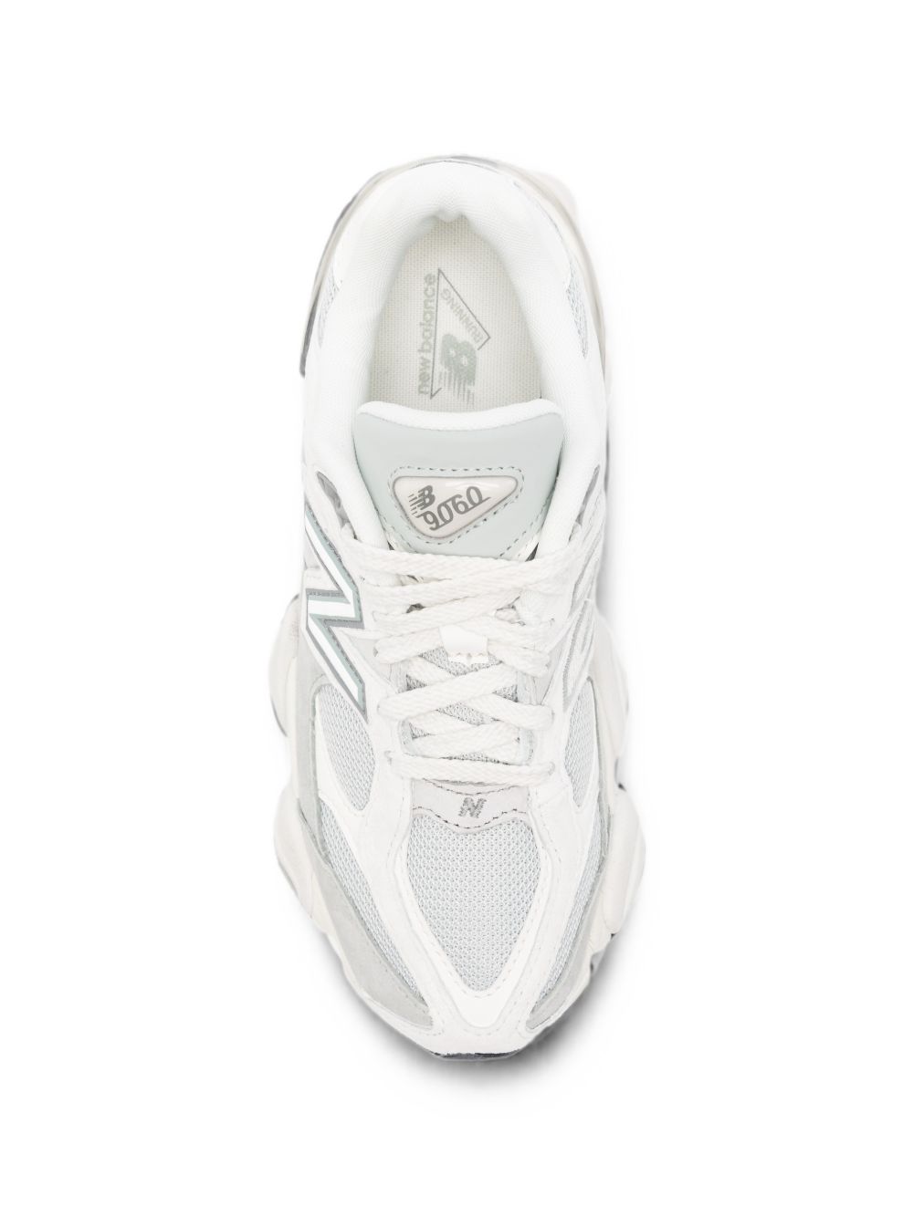NEW BALANCE Sneakers 9060 bianche e grigie con tomaia in mesh e rivestimenti in suede