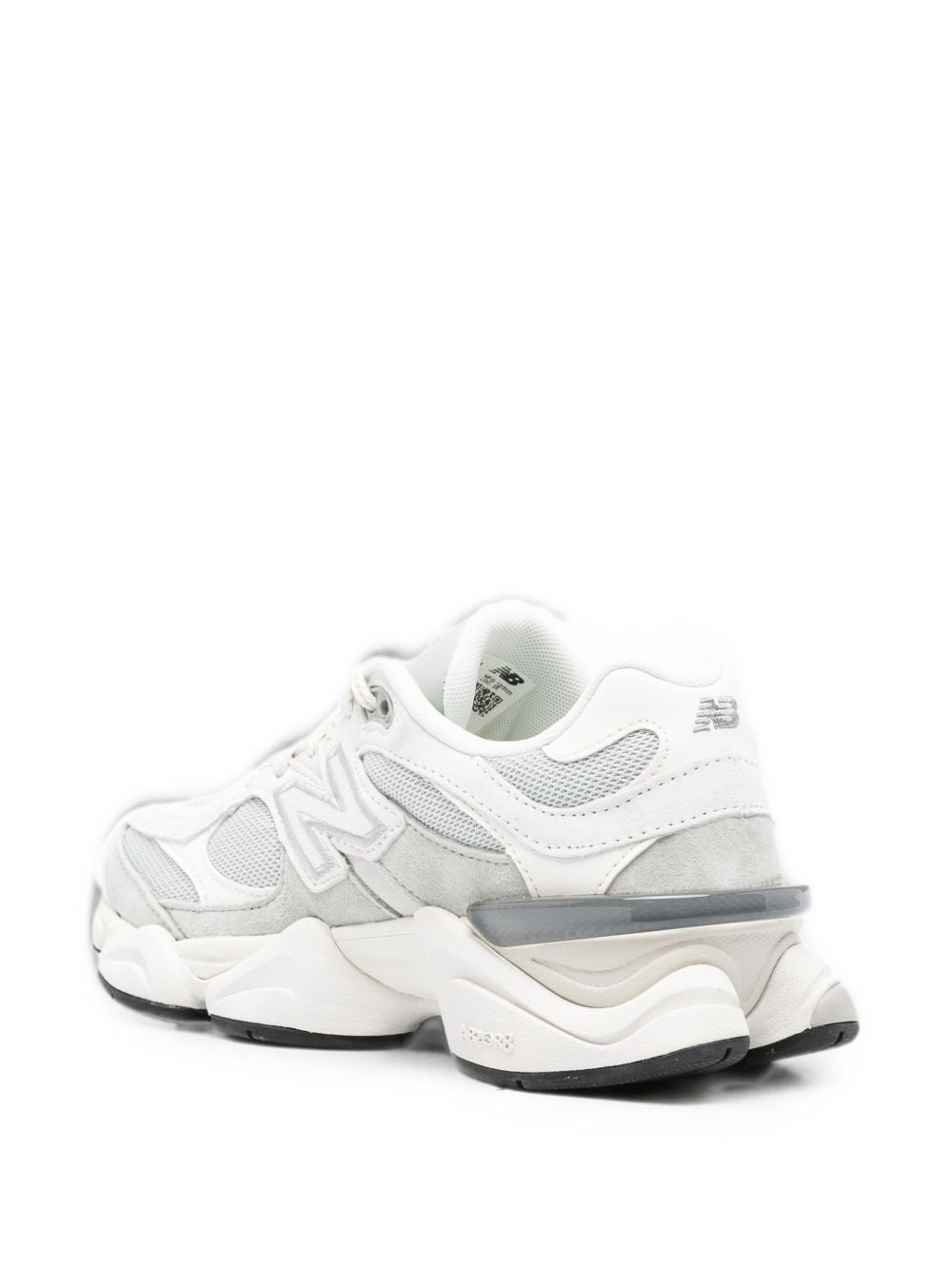 NEW BALANCE Sneakers 9060 bianche e grigie con tomaia in mesh e rivestimenti in suede