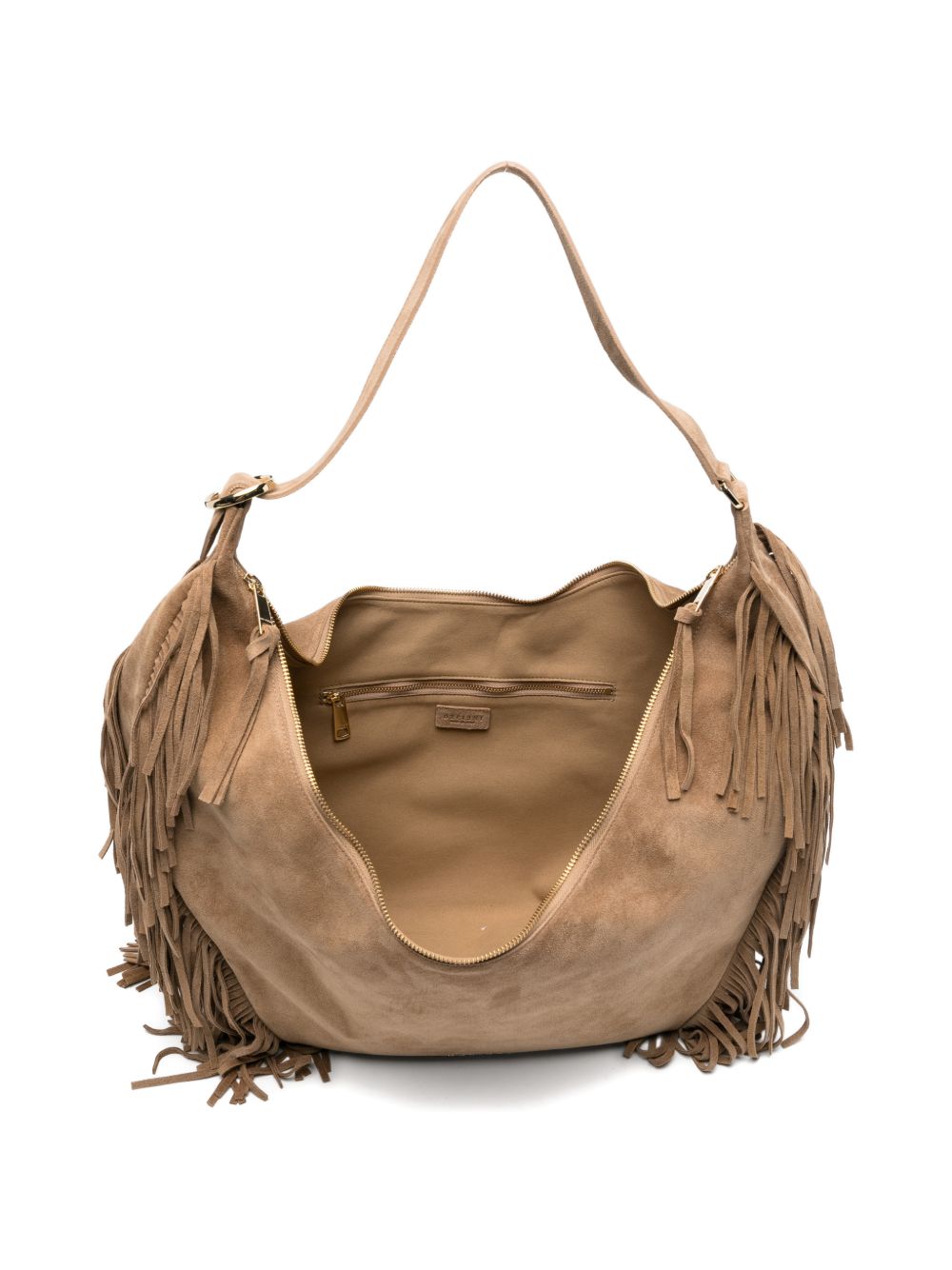 ORCIANI Borsa a semiluna Isola Peach Fringe con frange