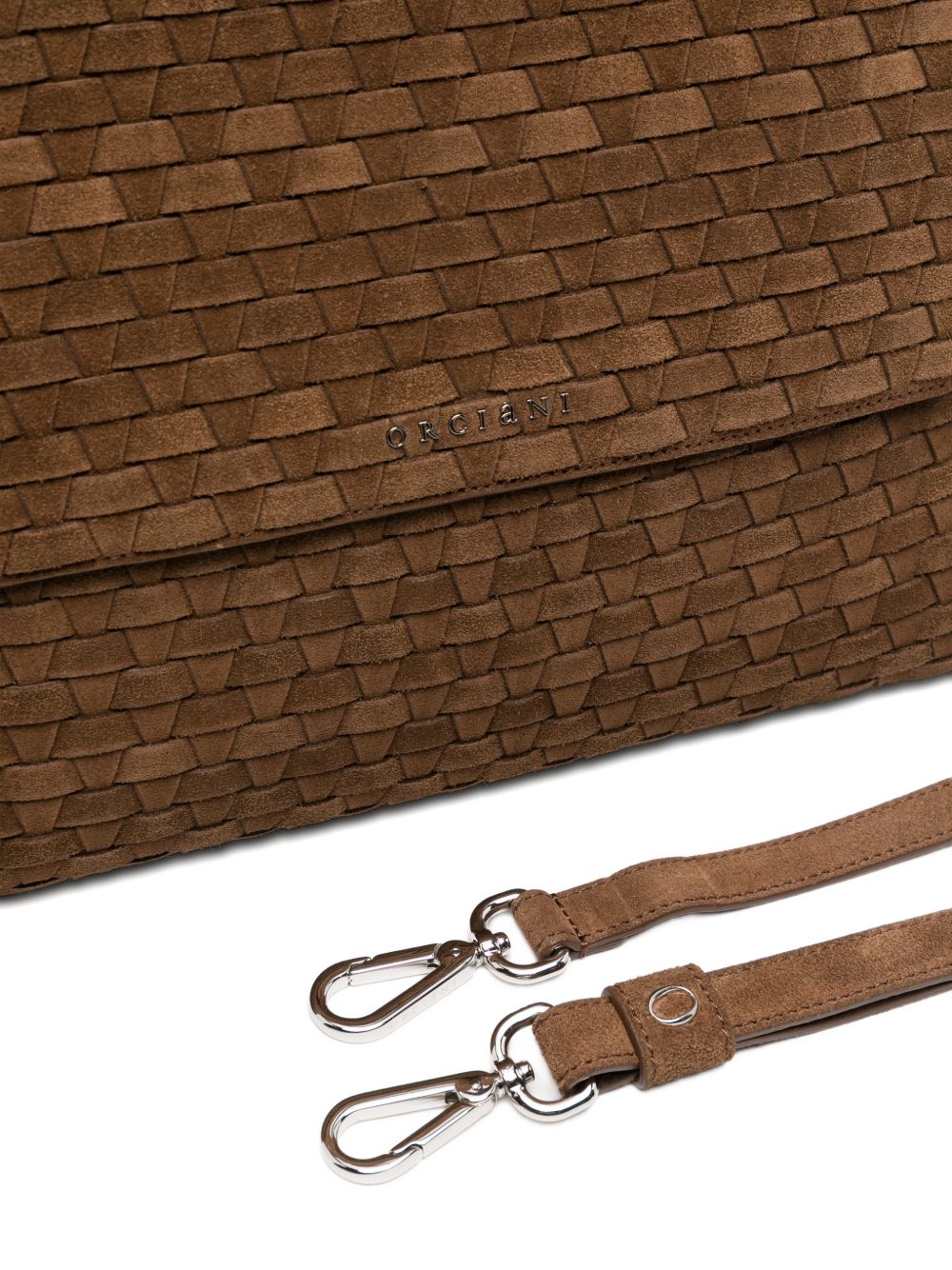 ORCIANI Borsa a spalla in suede Sveva Peach Woven Coa