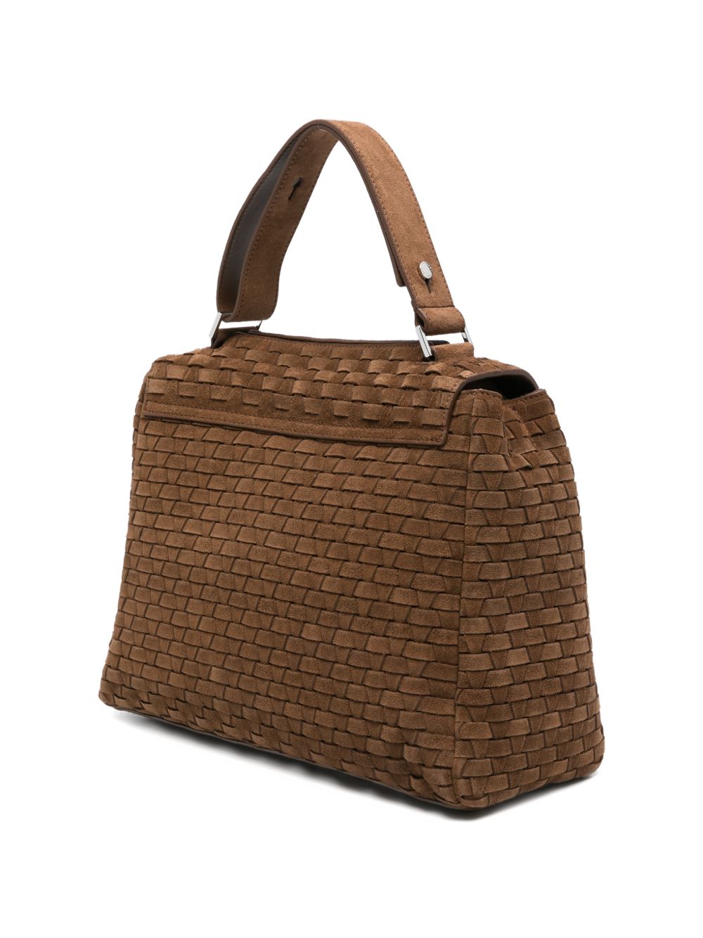 ORCIANI Borsa a spalla in suede Sveva Peach Woven Coa