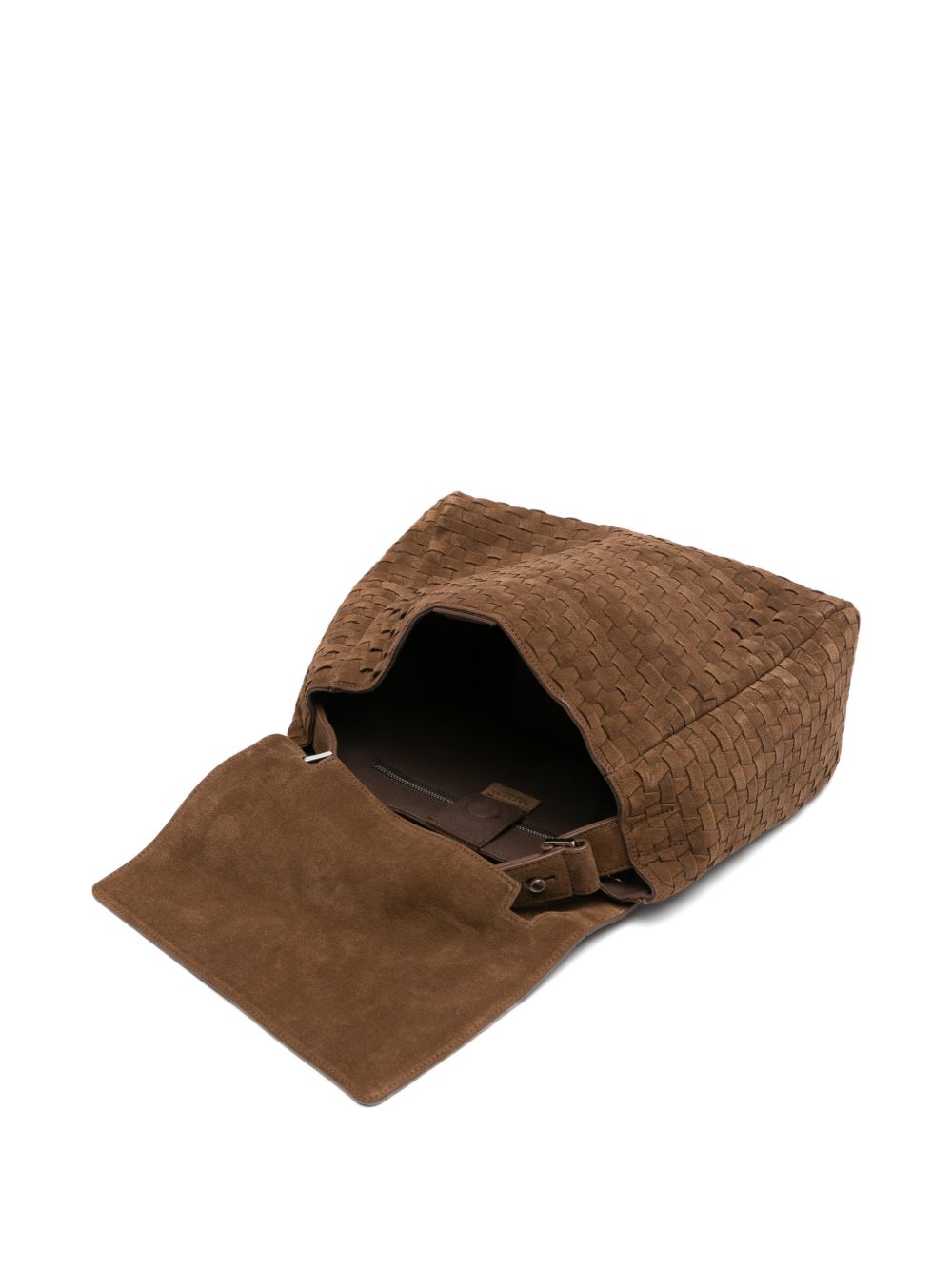 ORCIANI Borsa a spalla in suede Sveva Peach Woven Coa