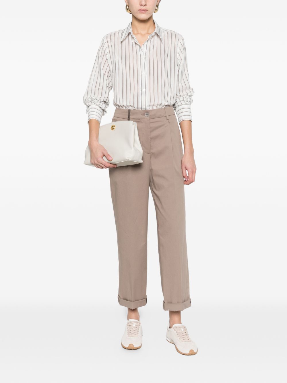 PESERICO Pantaloni beige con pinces e risvolti