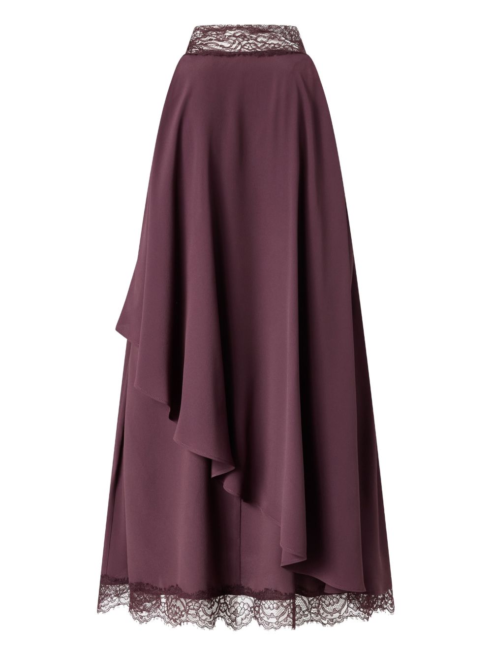 PINKO Gonna midi color melanzana con pizzo