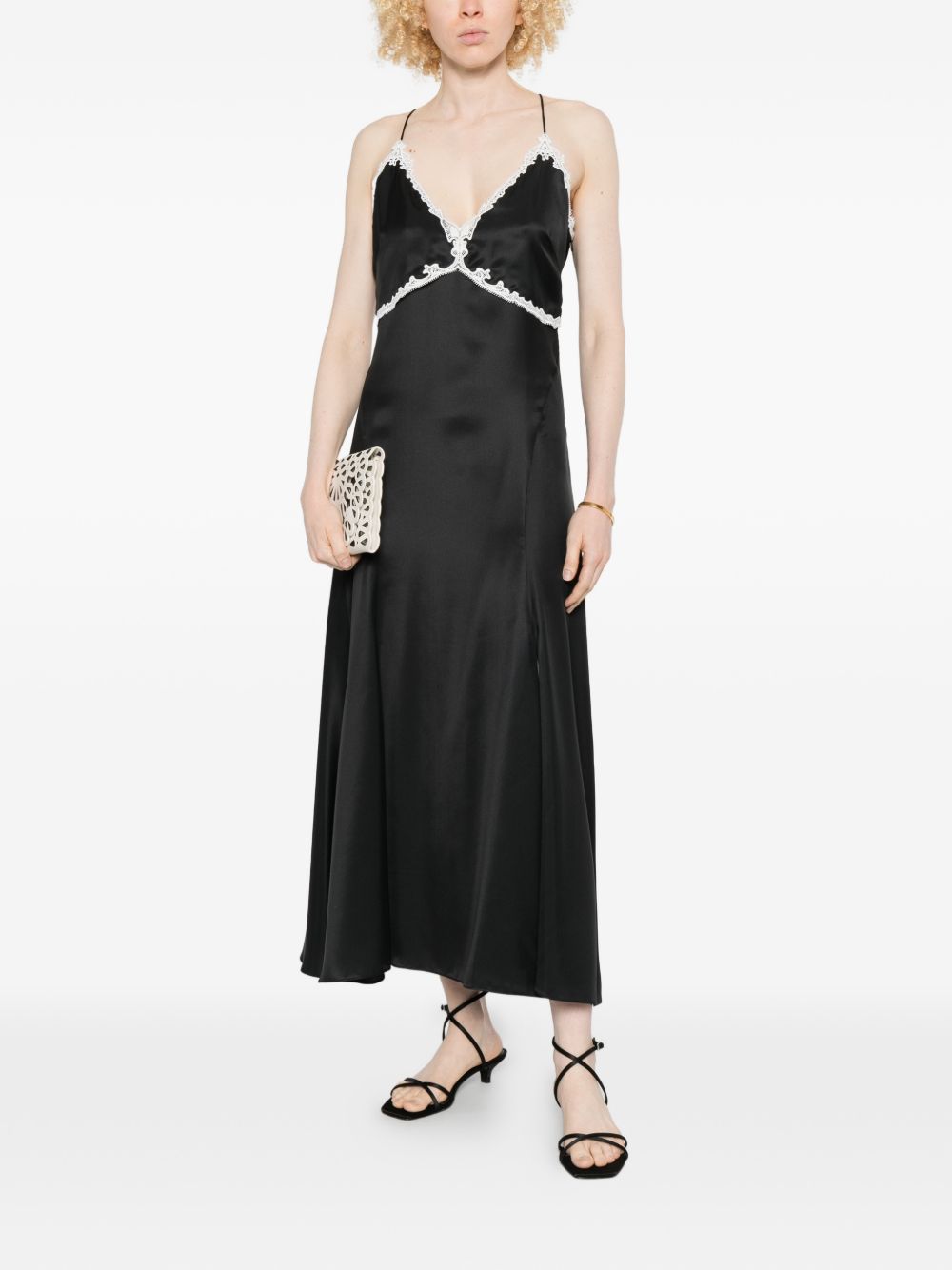 PINKO Abito Albino con dettagli in pizzo bianco nero