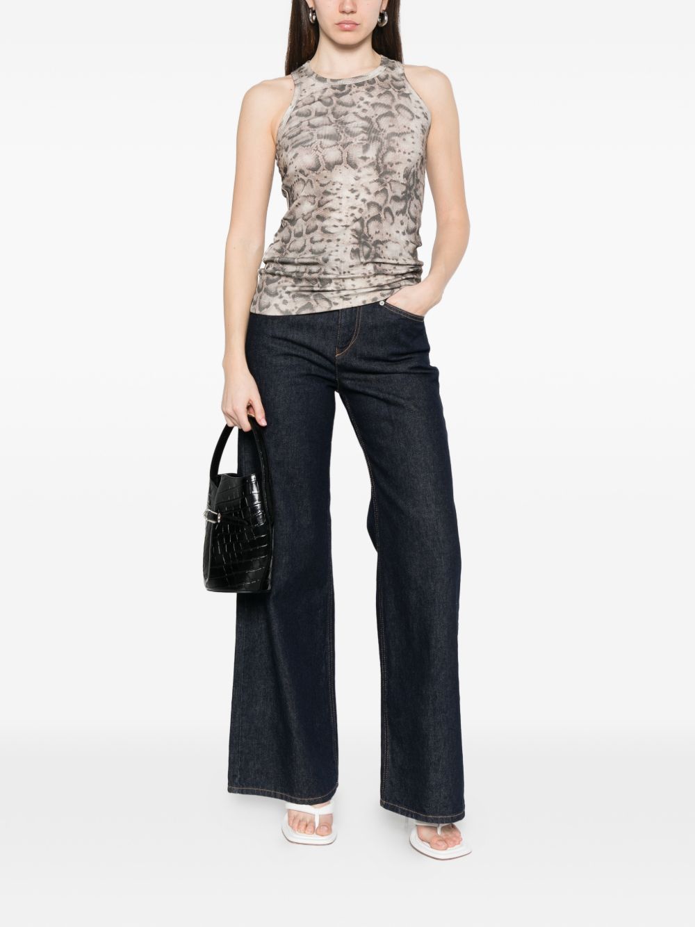 PINKO Top Belfiore in cotone con stampa leopardata