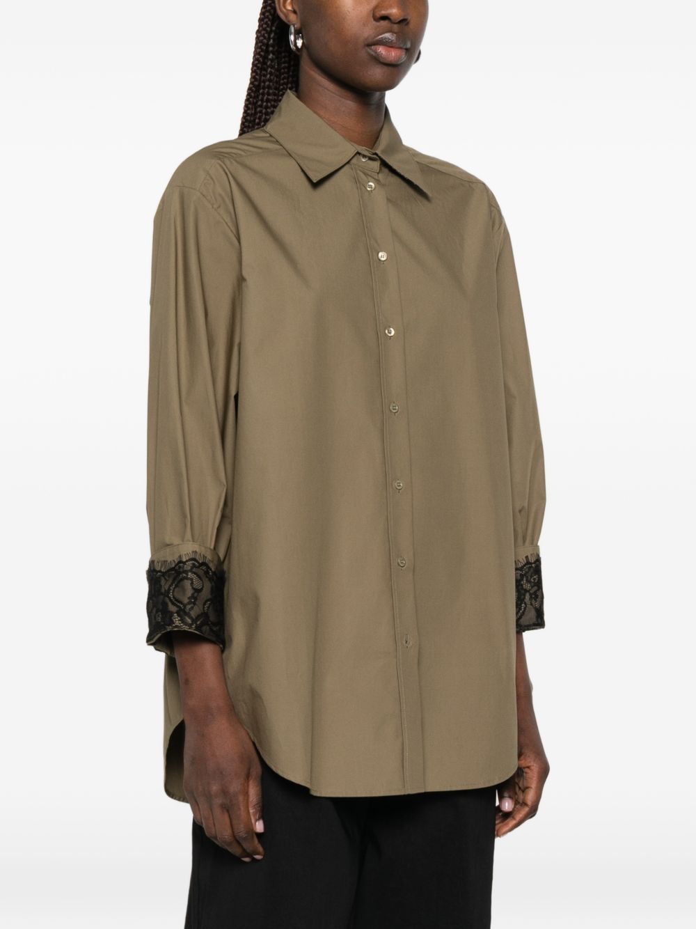 PINKO Camicia Torchiatura con polsini ricamati marrone