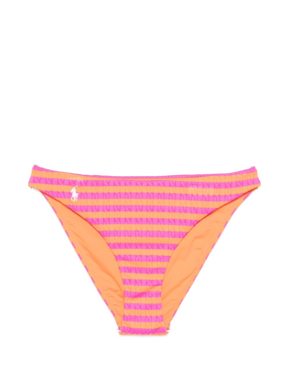 POLO RALPH LAUREN Slip bikini a righe con logo rosa e arancione