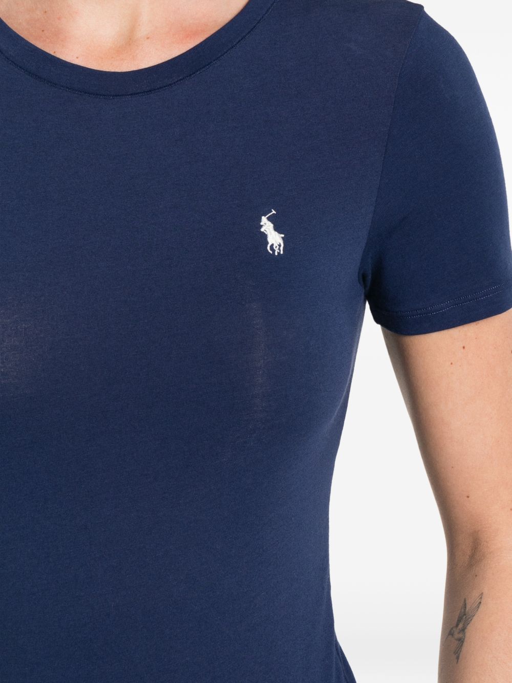 POLO RALPH LAUREN Body con maniche corte e logo ricamato blu navy