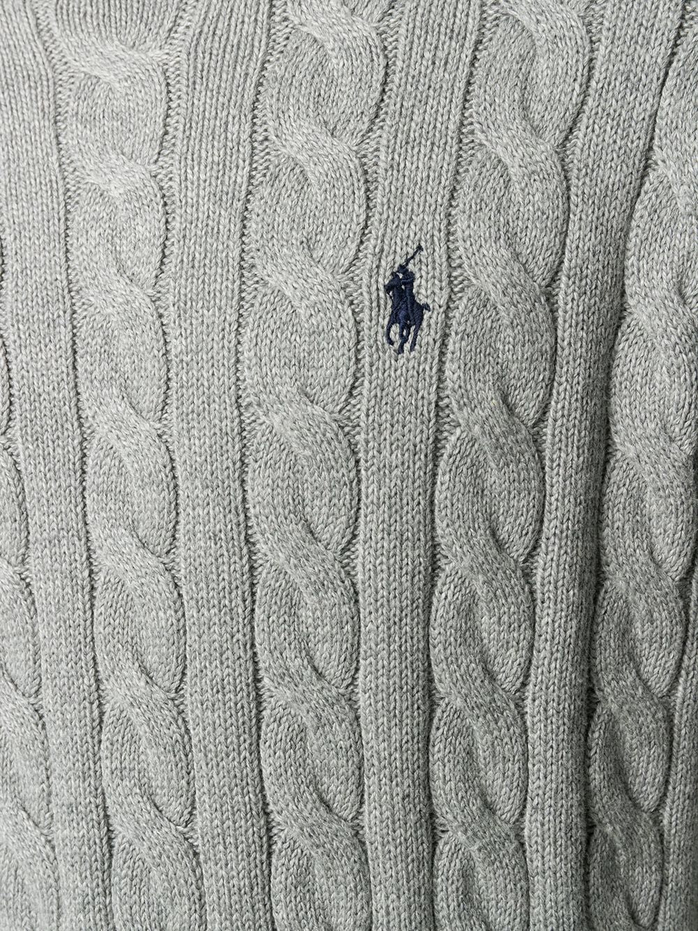 POLO RALPH LAUREN Maglia in cotone grigio intrecciata con logo