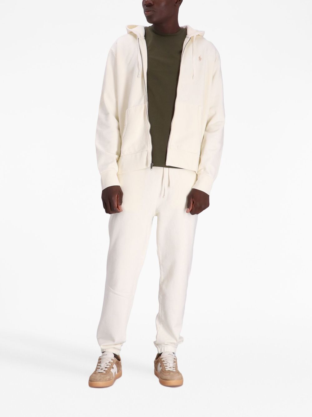 POLO RALPH LAUREN Felpa ecrù con cappuccio e zip