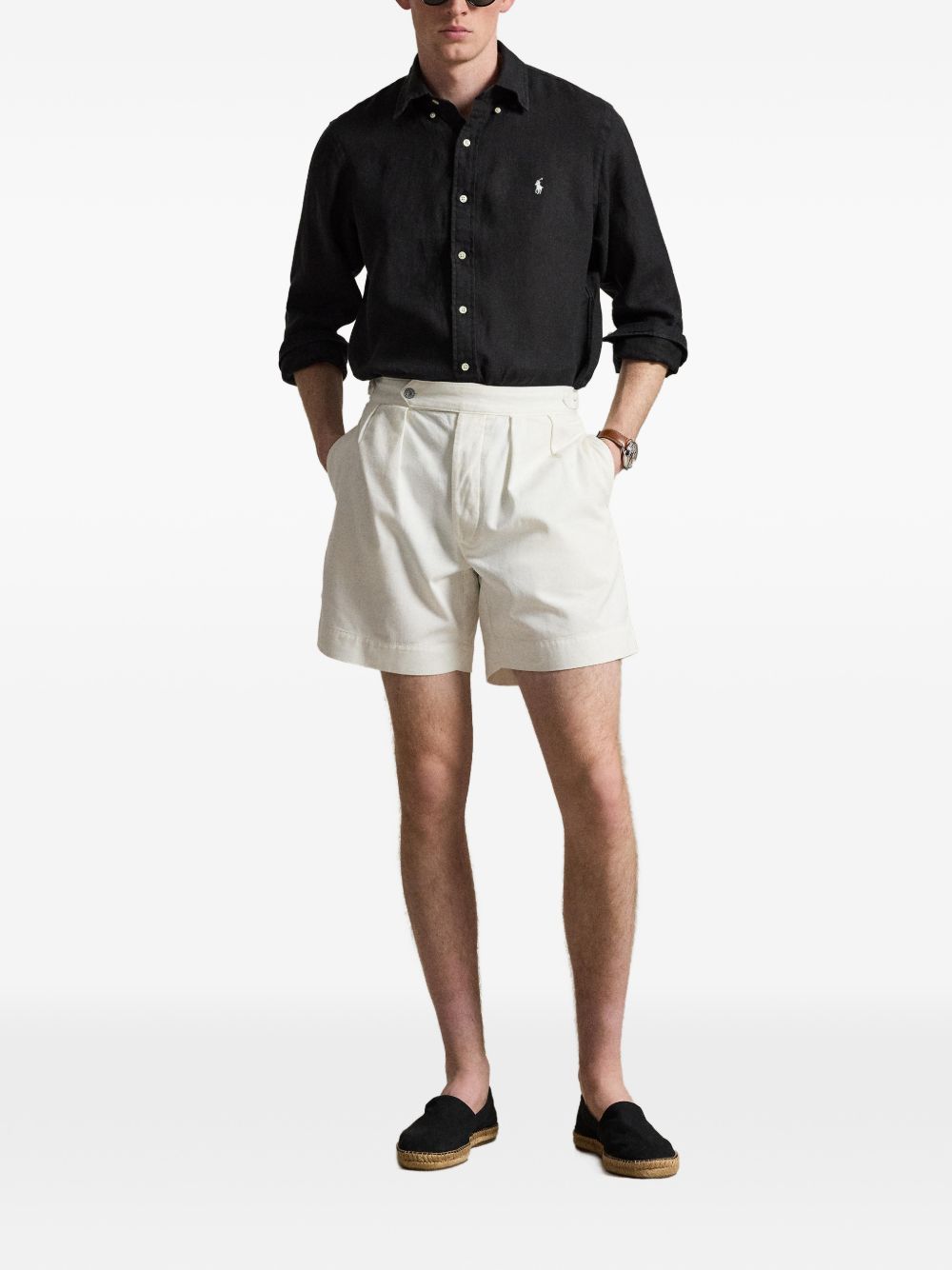 POLO RALPH LAUREN Camicia nera con logo ricamato sul petto