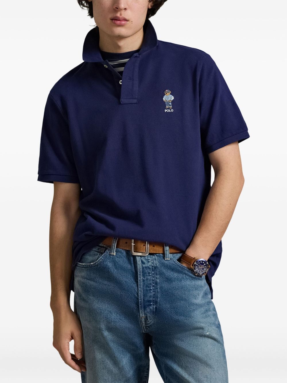POLO RALPH LAUREN Polo in cotone blu navy con logo