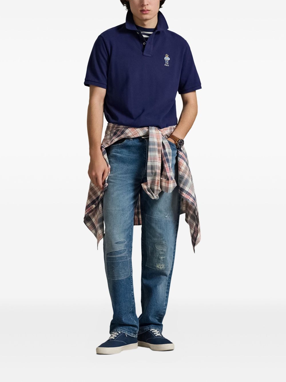 POLO RALPH LAUREN Polo in cotone blu navy con logo