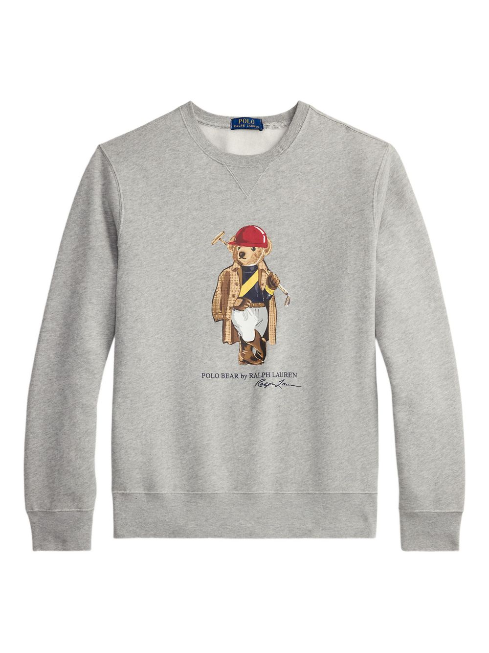 POLO RALPH LAUREN Felpa grigia girocollo con stampa Polo Bear