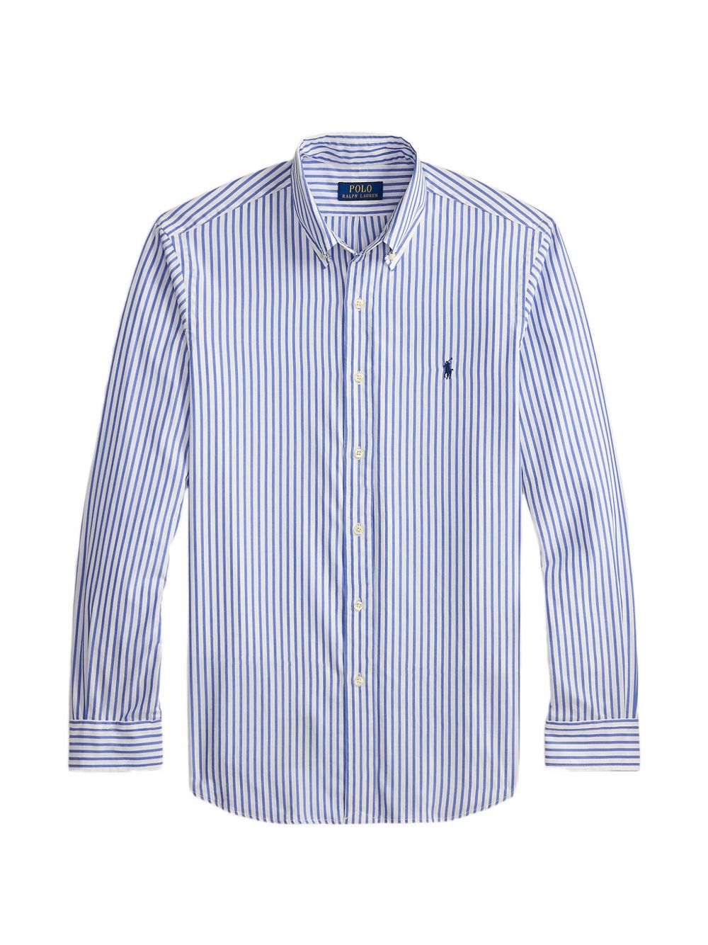 POLO RALPH LAUREN Camicia in cotone a righe bianche e azzurre con logo
