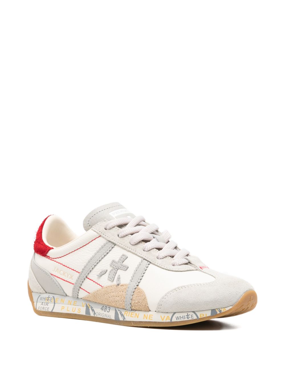 PREMIATA Sneakers con linguetta e tallone rosso beige
