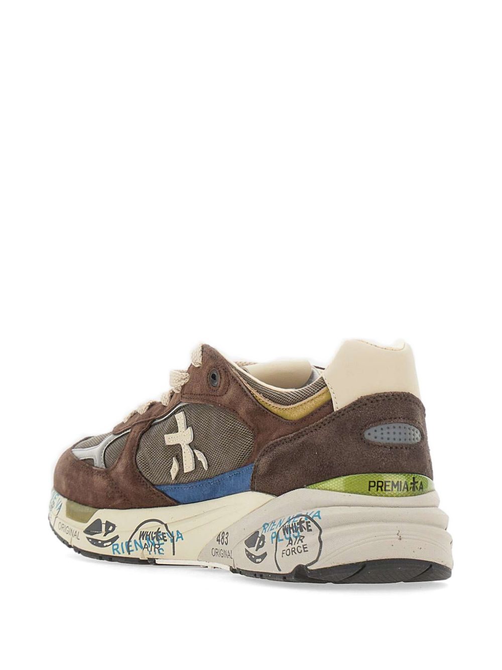 PREMIATA Sneakers Mase in camoscio marrone e suola bianca