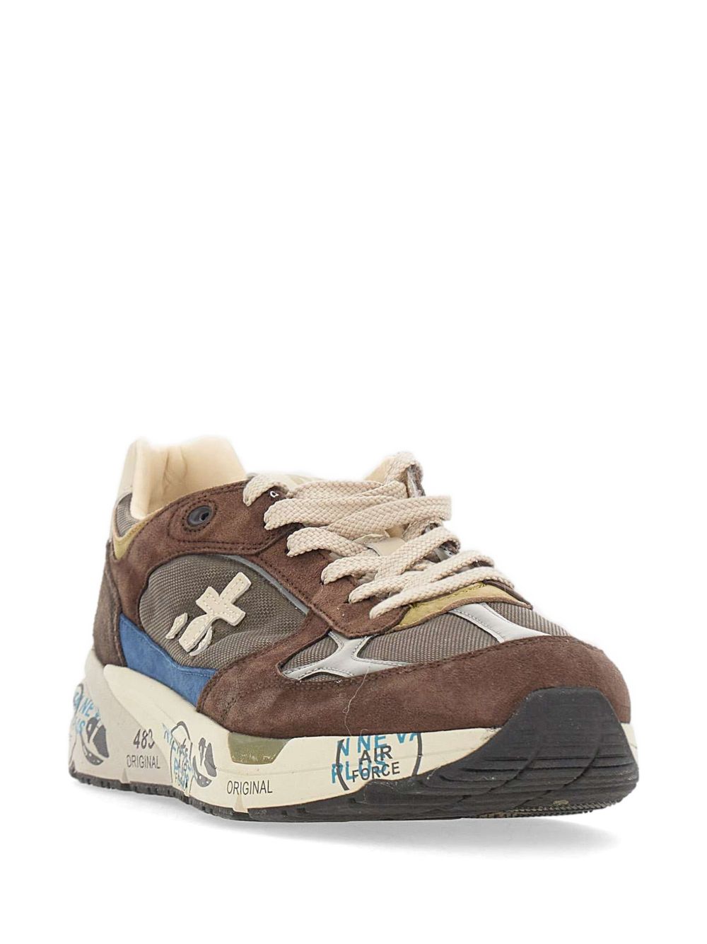 PREMIATA Sneakers Mase in camoscio marrone e suola bianca
