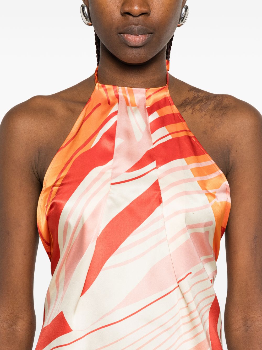 RAQUEL DINIZ Top effetto foulard di seta arancione