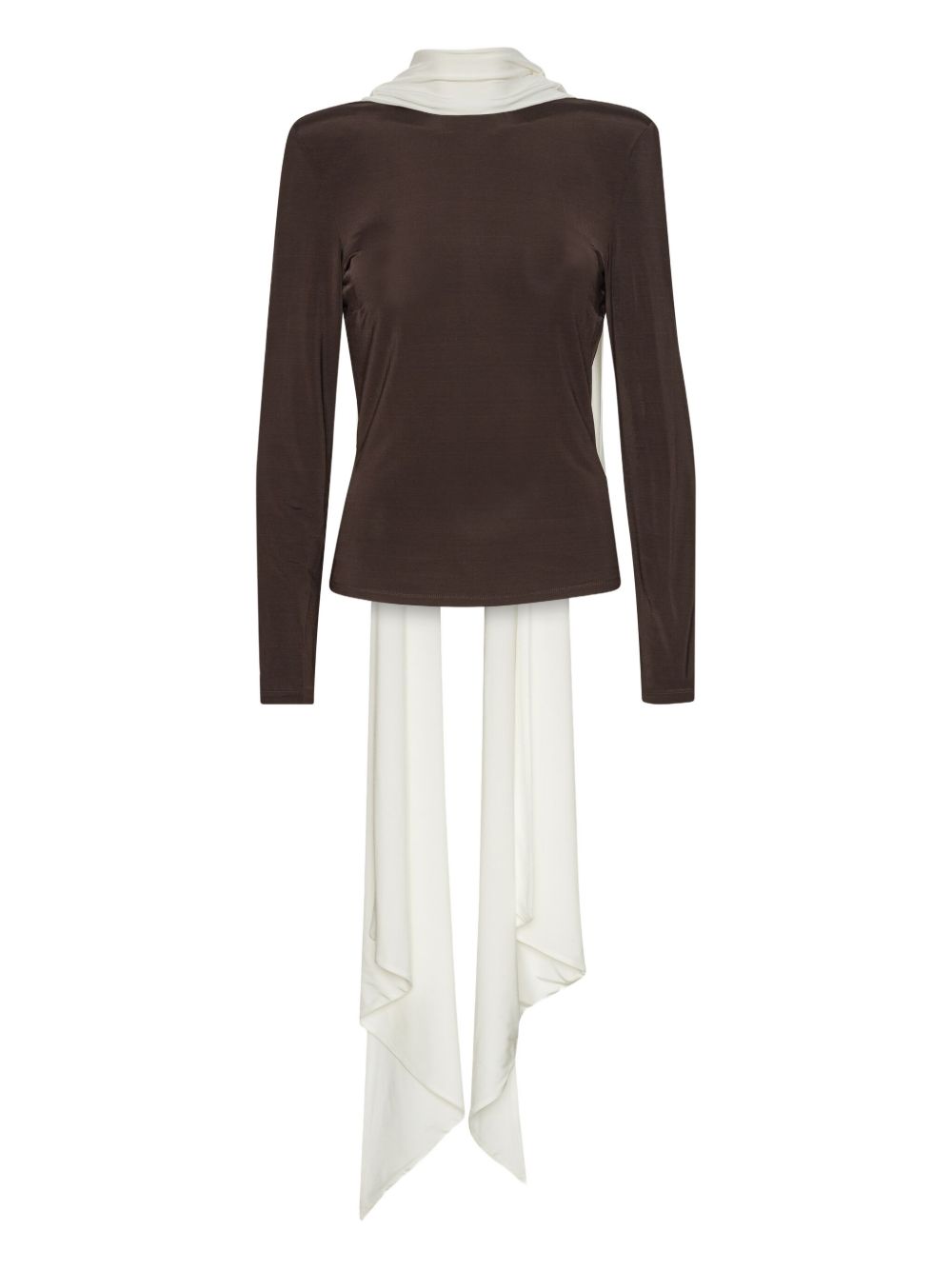 ROTATE Top marrone con scialle bianco