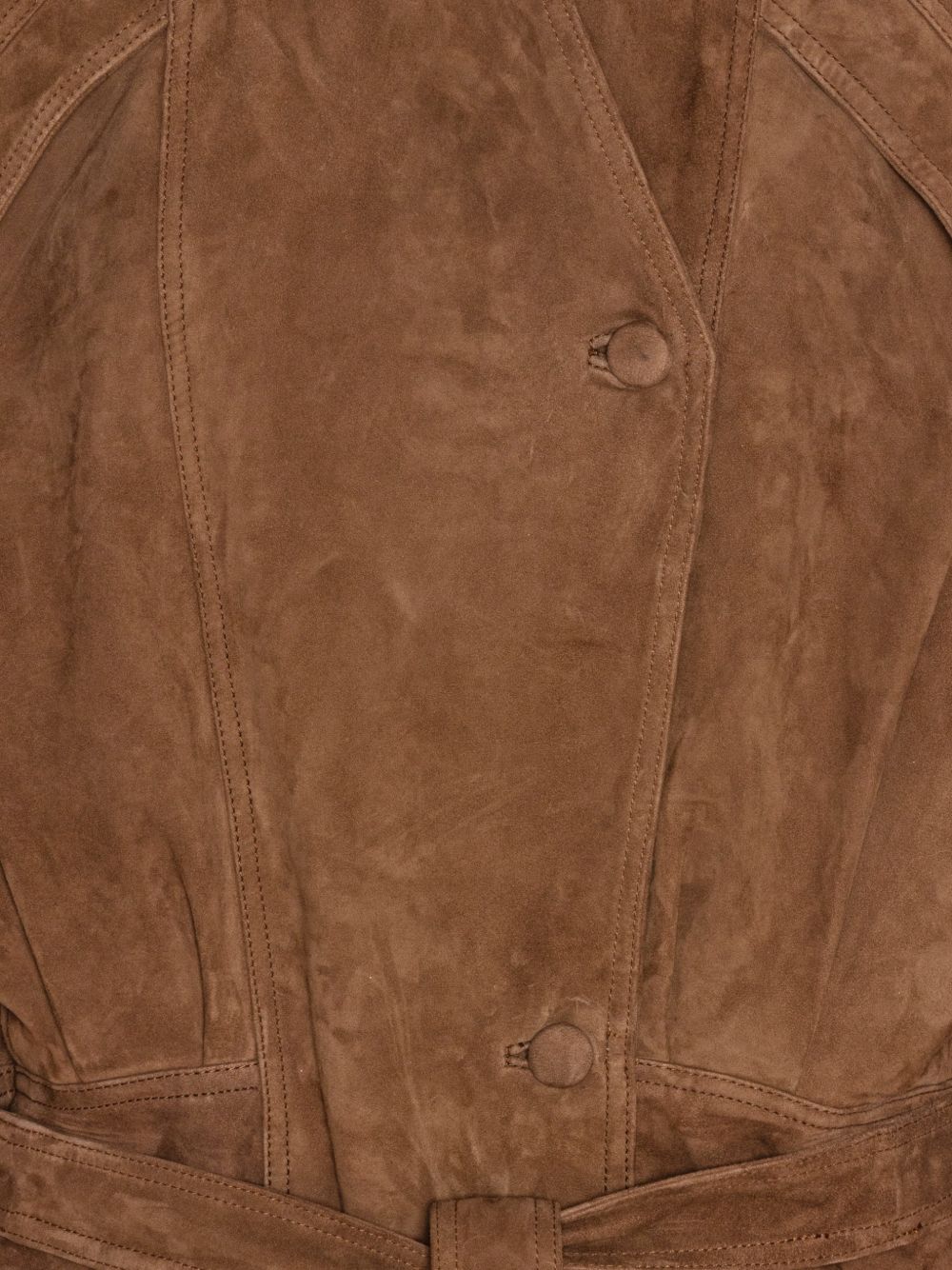 ROTATE Giacca corta in camoscio marrone con cintura