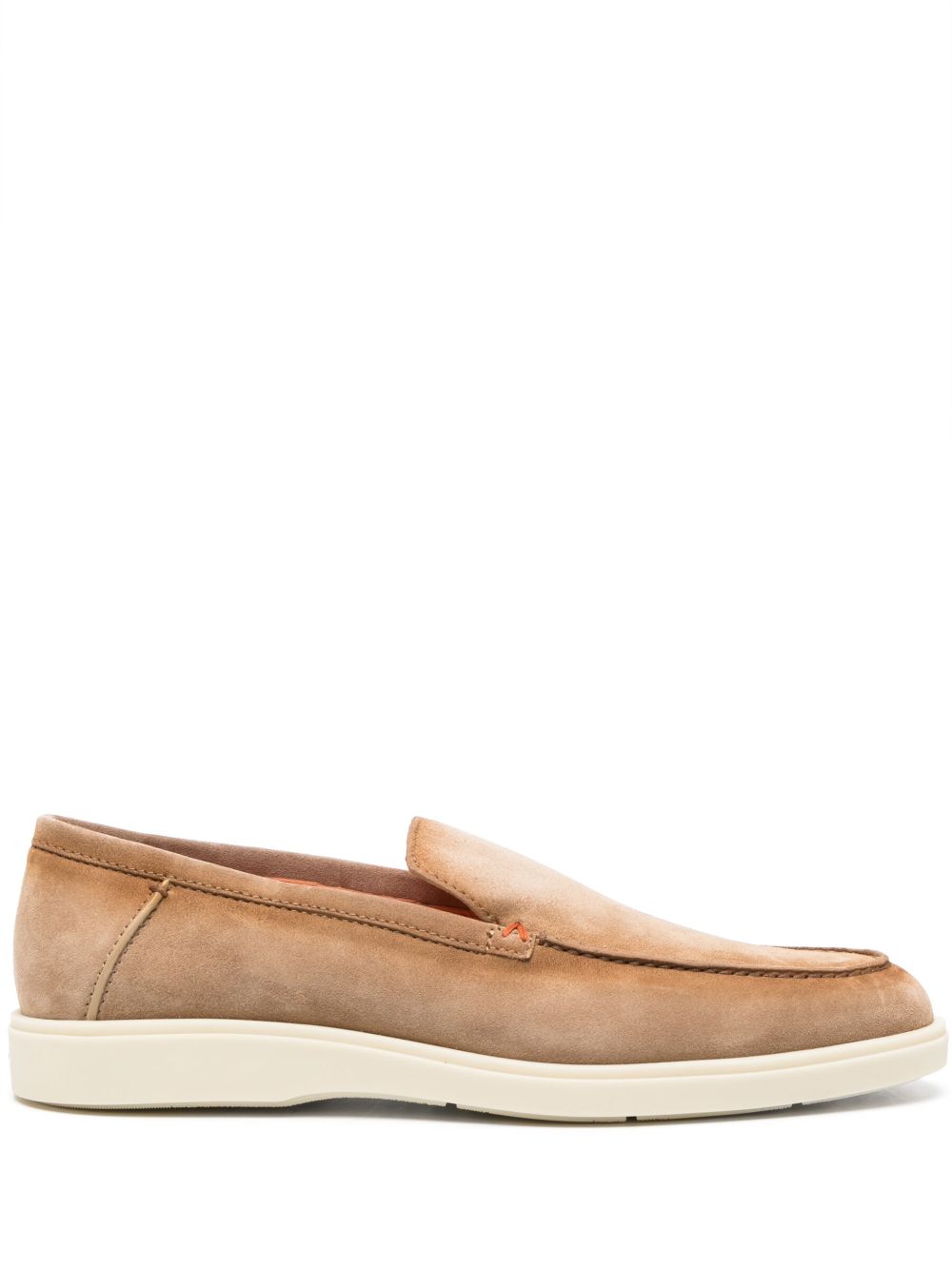 SANTONI Mocassini beige scamosciati
