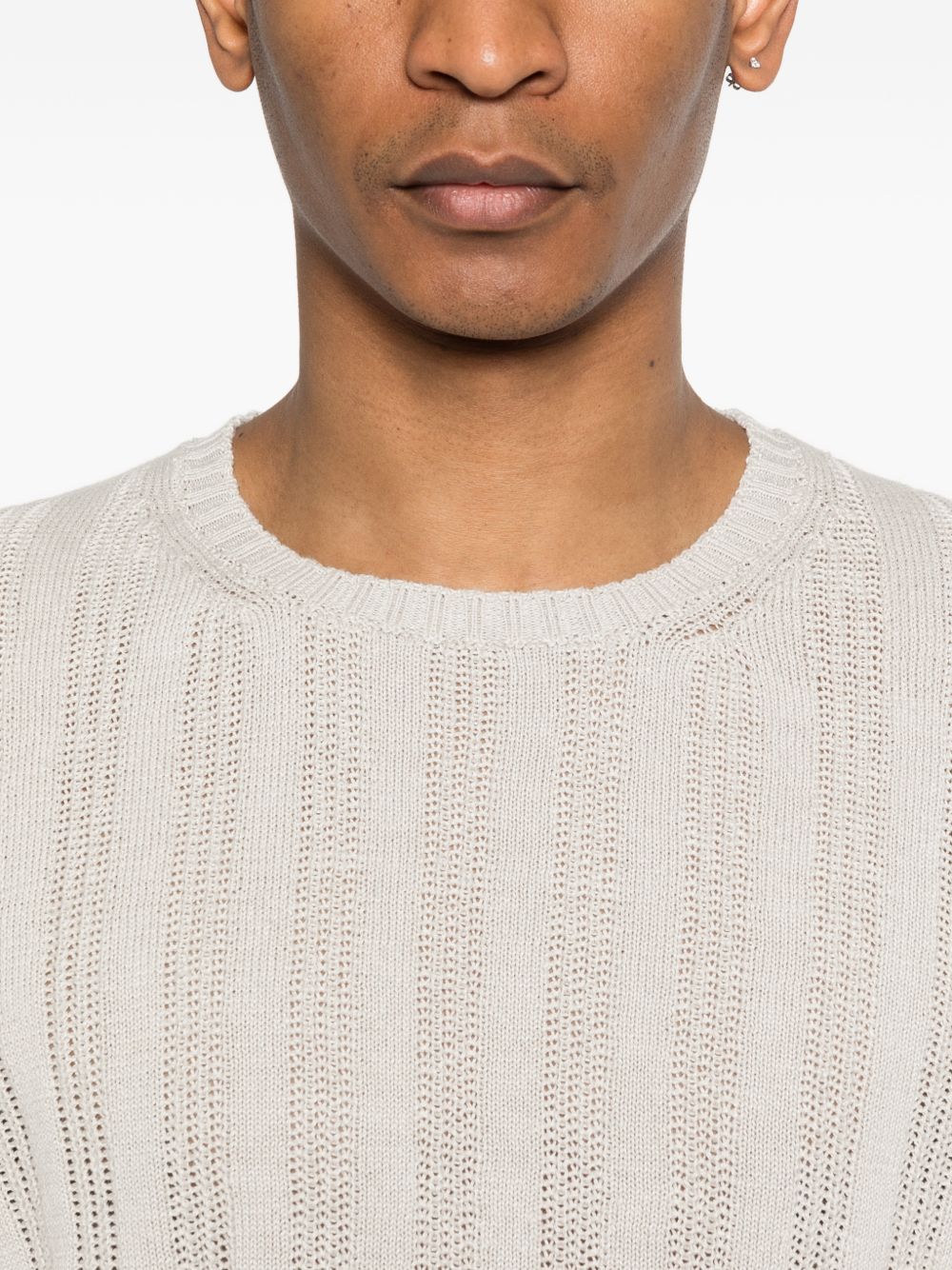 SCAGLIONE Maglia in lino e cotone bianco a righe