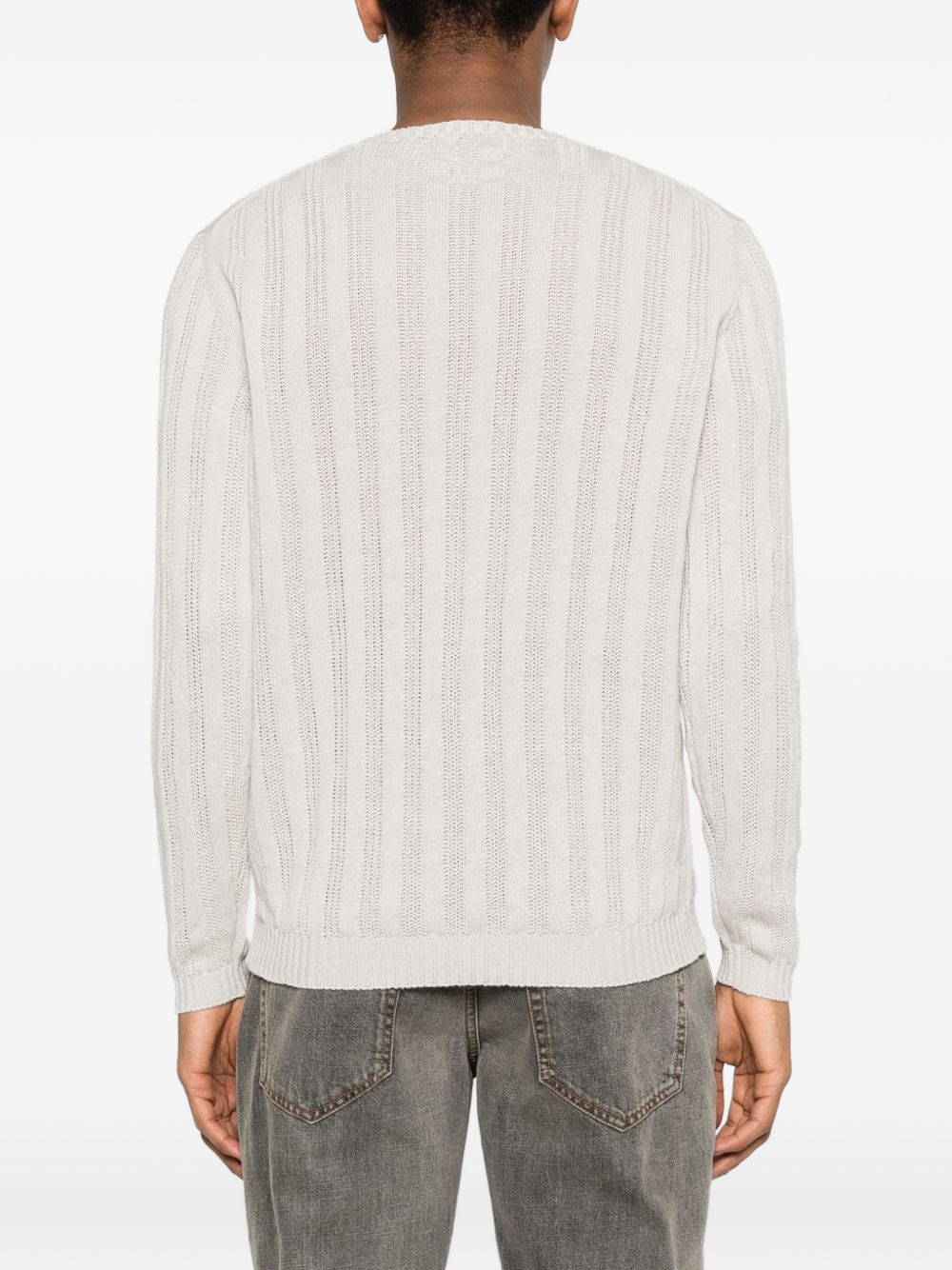SCAGLIONE Maglia in lino e cotone bianco a righe