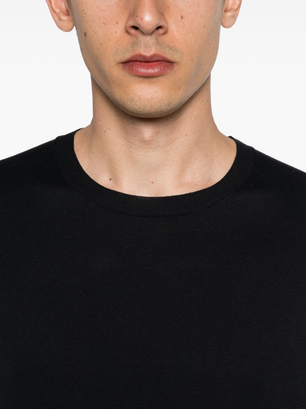 SCAGLIONE Maglia in seta e cotone blu navy girocollo