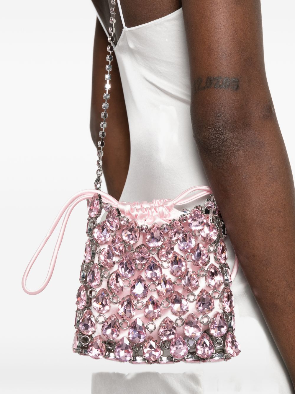 SELF PORTRAIT Borsa a mano impreziosita da strass rosa