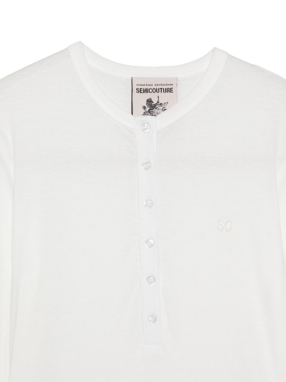 SEMICOUTURE Polo Filomena bianca con bottoni a maniche lunghe