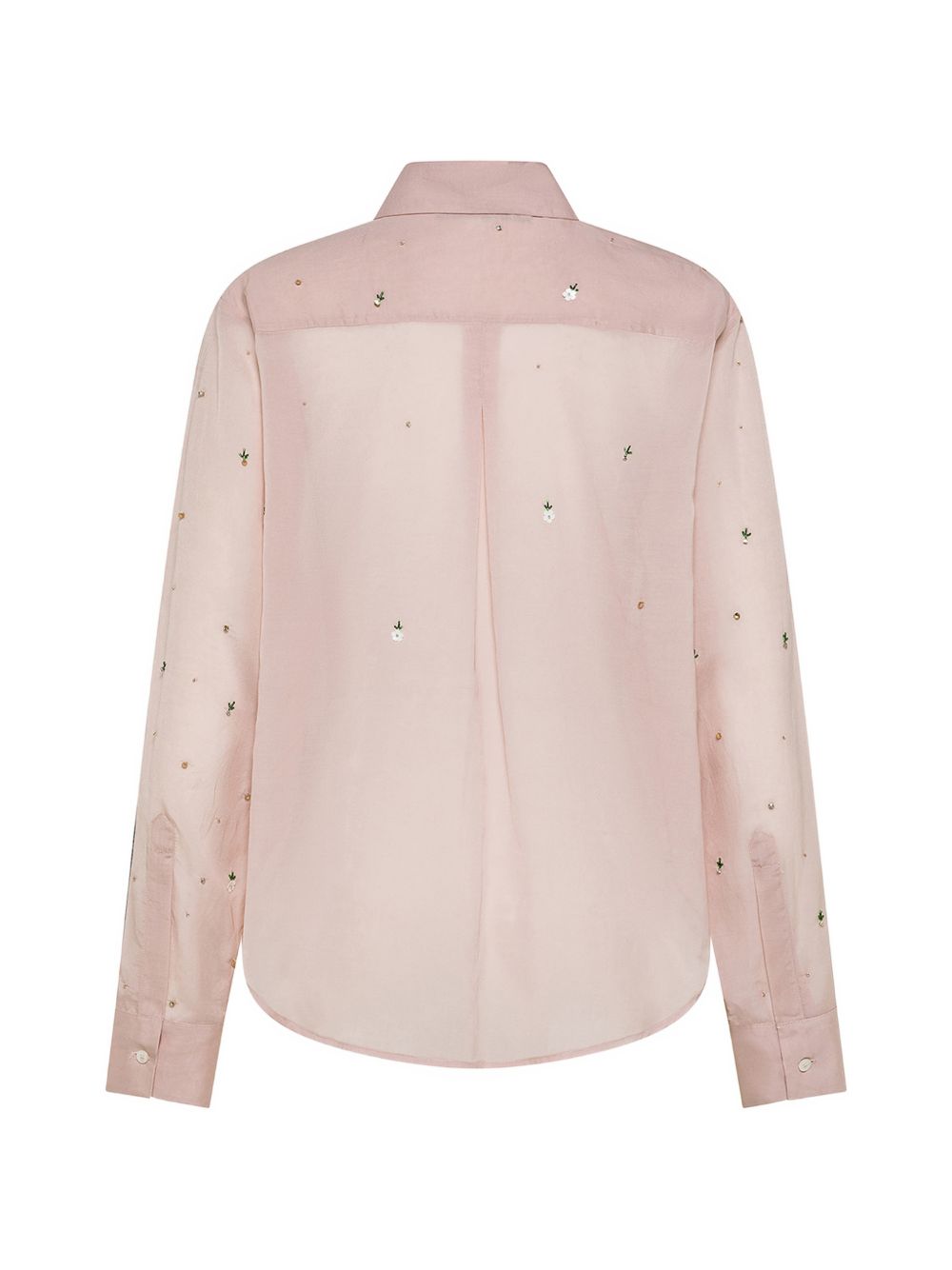 SEVENTY Camicia rosa con fiori ricamati e strass