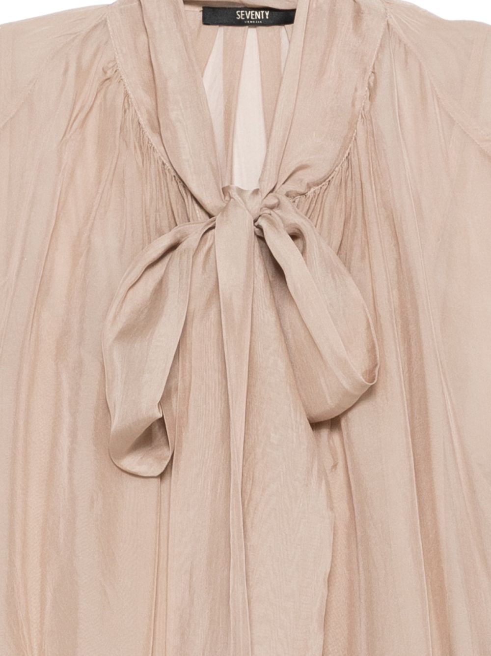 SEVENTY Blusa beige semitrasparente con fiocco
