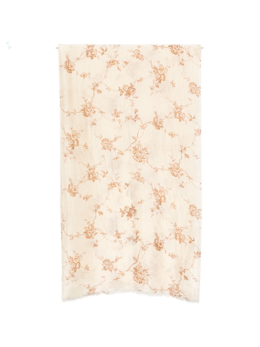 SEVENTY Foulard in seta beige con stampa floreale