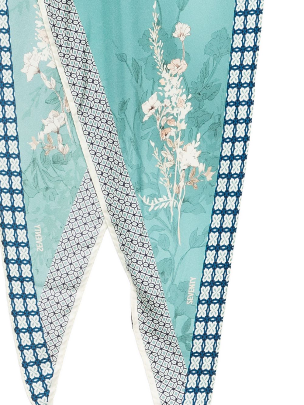 SEVENTY Foulard in seta verde con stampa floreale