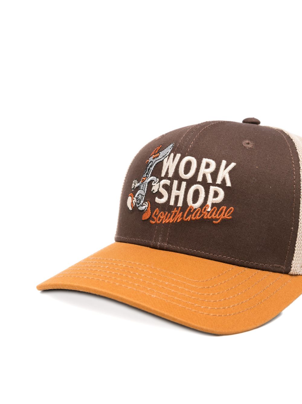 SOUTH GARAGE Cappello da baseball Flex marrone arancione e avorio