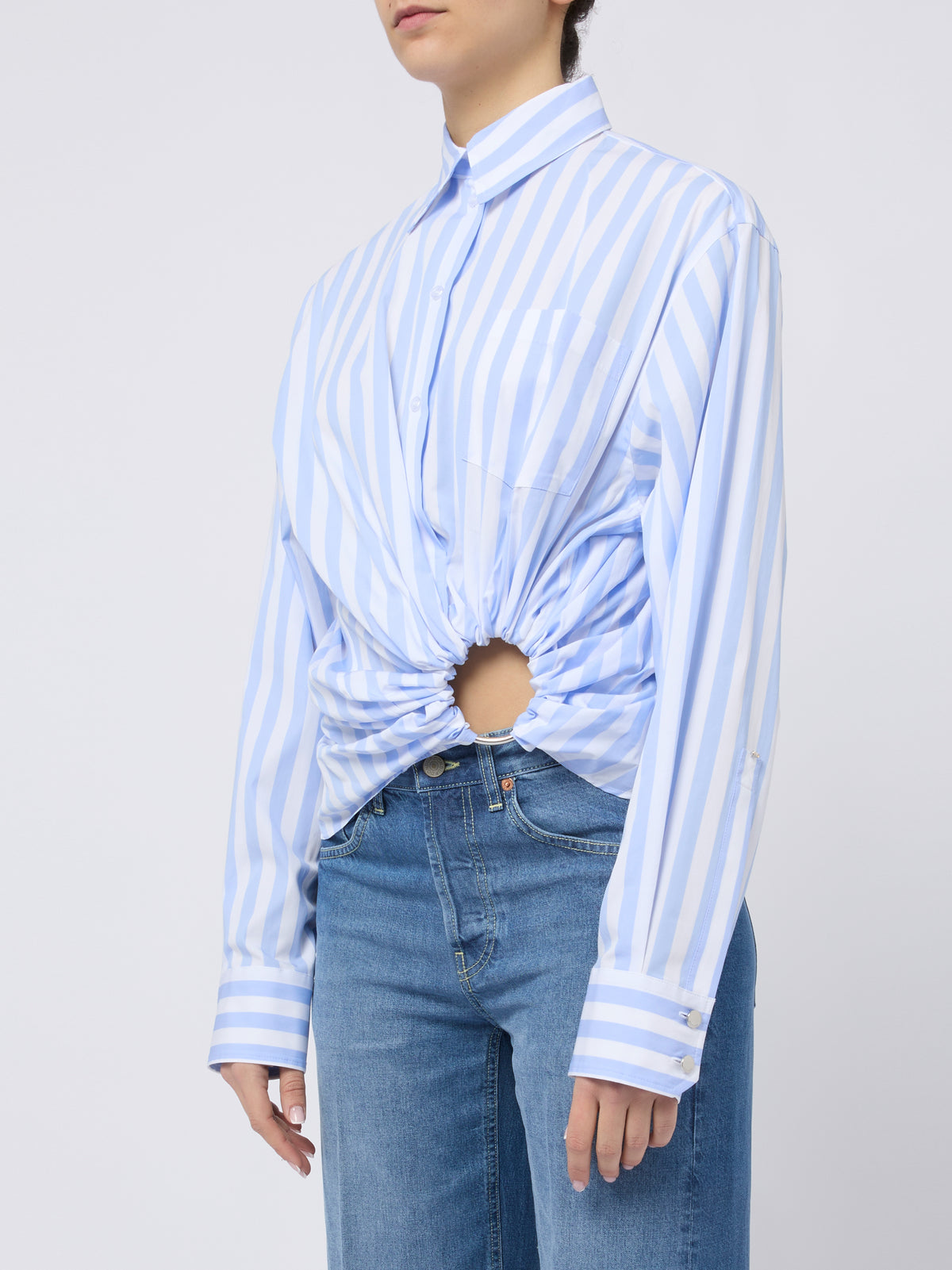 SPORTMAX Camicia a righe con dettaglio circolare in vita